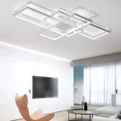 LED Ceiling Light Modern Geometric Pattern 90cm 3-Light Linear Flush Mount Ambient Light Metal Aluminum Warm White Cold White Dimmable Version With Remote Control ONLY DIMMABLE WITH REMOTE CONTROL