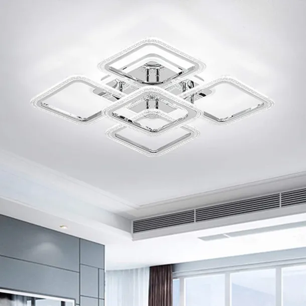 LED Ceiling Light Square Chrome Ceiling Lamp Bubble Acrylic Modern Dimmable Flush Mount LED with Remote Control for Living Room Bedroom Dining Room AC110V AC220V