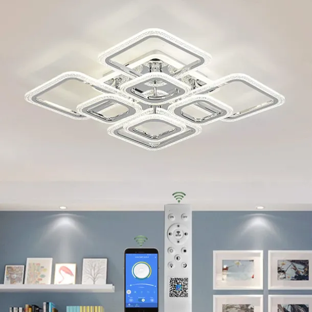 LED Ceiling Light Square Chrome Ceiling Lamp Bubble Acrylic Modern Dimmable Flush Mount LED with Remote Control for Living Room Bedroom Dining Room AC110V AC220V
