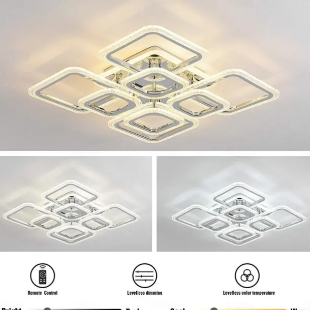 LED Ceiling Light Square Chrome Ceiling Lamp Bubble Acrylic Modern Dimmable Flush Mount LED with Remote Control for Living Room Bedroom Dining Room AC110V AC220V