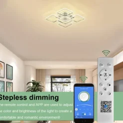 LED Ceiling Light Square Chrome Ceiling Lamp Bubble Acrylic Modern Dimmable Flush Mount LED with Remote Control for Living Room Bedroom Dining Room AC110V AC220V