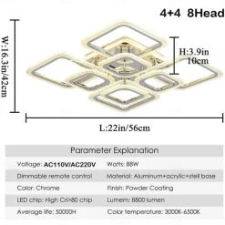 LED Ceiling Light Square Chrome Ceiling Lamp Bubble Acrylic Modern Dimmable Flush Mount LED with Remote Control for Living Room Bedroom Dining Room AC110V AC220V