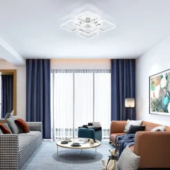 LED Ceiling Light Square Chrome Ceiling Lamp Bubble Acrylic Modern Dimmable Flush Mount LED with Remote Control for Living Room Bedroom Dining Room AC110V AC220V