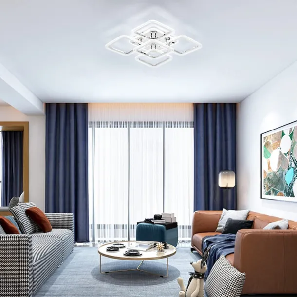 LED Ceiling Light Square Chrome Ceiling Lamp Bubble Acrylic Modern Dimmable Flush Mount LED with Remote Control for Living Room Bedroom Dining Room AC110V AC220V