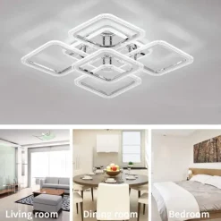 LED Ceiling Light Square Chrome Ceiling Lamp Bubble Acrylic Modern Dimmable Flush Mount LED with Remote Control for Living Room Bedroom Dining Room AC110V AC220V