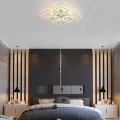 LED Ceiling Light Square Chrome Ceiling Lamp Bubble Acrylic Modern Dimmable Flush Mount LED with Remote Control for Living Room Bedroom Dining Room AC110V AC220V