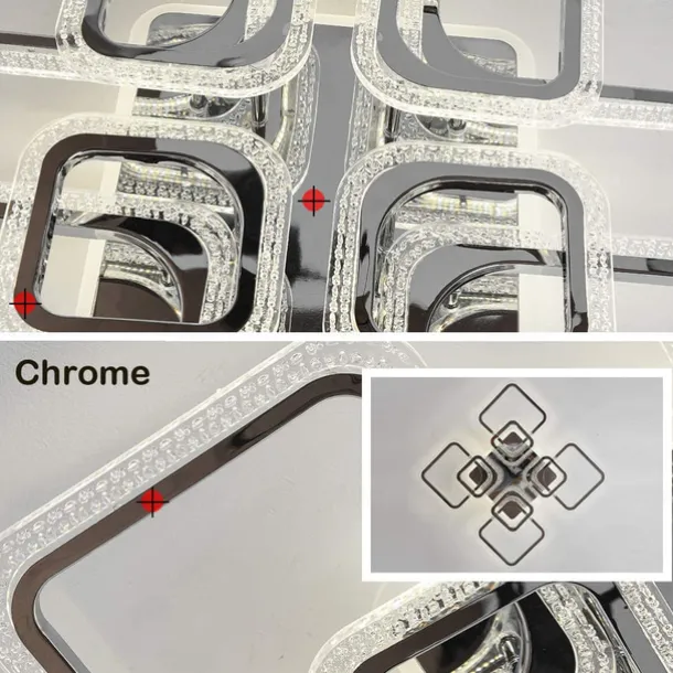 LED Ceiling Light Square Chrome Ceiling Lamp Bubble Acrylic Modern Dimmable Flush Mount LED with Remote Control for Living Room Bedroom Dining Room AC110V AC220V