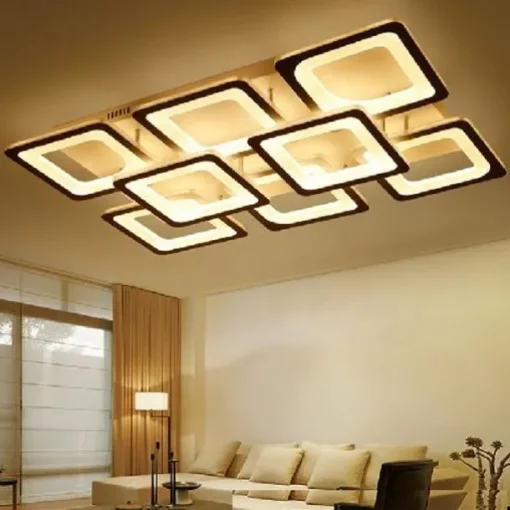 LED Ceiling Light Square Line Design Modern 5-Light 8-Light 60/90 cm Dimmable Flush Mount Lights Metal Acrylic Linear Geometrical Minimalist Painted Finishes 110-120V 220-240V