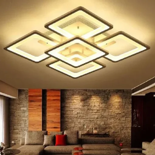 LED Ceiling Light Square Line Design Modern 5-Light 8-Light 60/90 cm Dimmable Flush Mount Lights Metal Acrylic Linear Geometrical Minimalist Painted Finishes 110-120V 220-240V