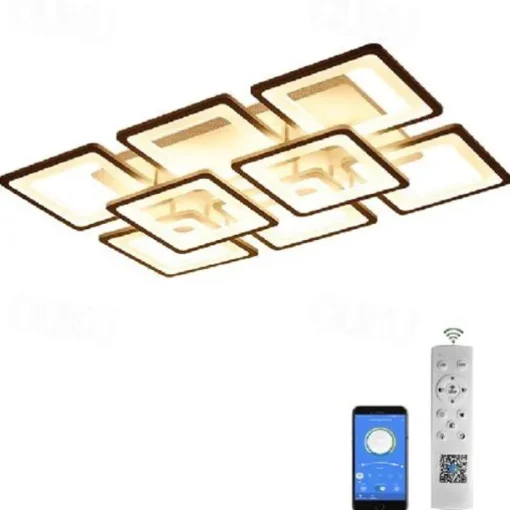 LED Ceiling Light Square Line Design Modern 5-Light 8-Light 60/90 cm Dimmable Flush Mount Lights Metal Acrylic Linear Geometrical Minimalist Painted Finishes 110-120V 220-240V