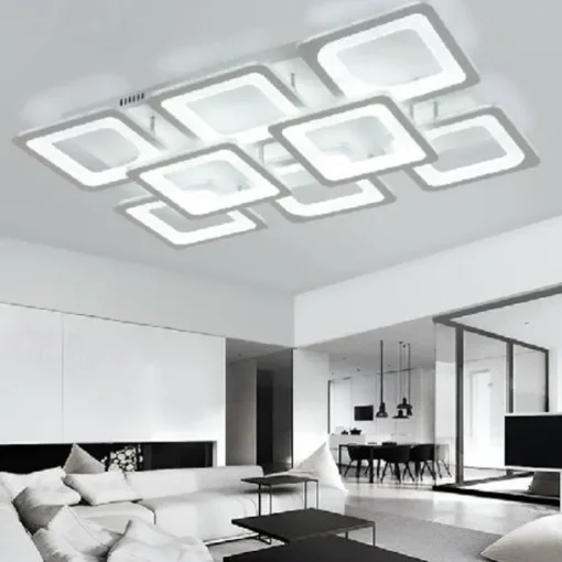 LED Ceiling Light Square Line Design Modern 5-Light 8-Light 60/90 cm Dimmable Flush Mount Lights Metal Acrylic Linear Geometrical Minimalist Painted Finishes 110-120V 220-240V
