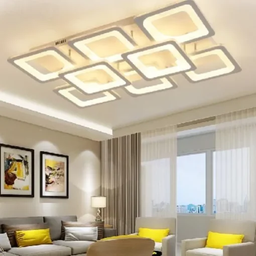 LED Ceiling Light Square Line Design Modern 5-Light 8-Light 60/90 cm Dimmable Flush Mount Lights Metal Acrylic Linear Geometrical Minimalist Painted Finishes 110-120V 220-240V