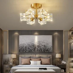 LED Ceiling Lights 3-Color Light Source 33cm 3/4/5/6-Light Semi Flush Mount Crystal Material Ceiling Plate Lighting Fixtures Luxury for Living room Dining room Study 110-240V