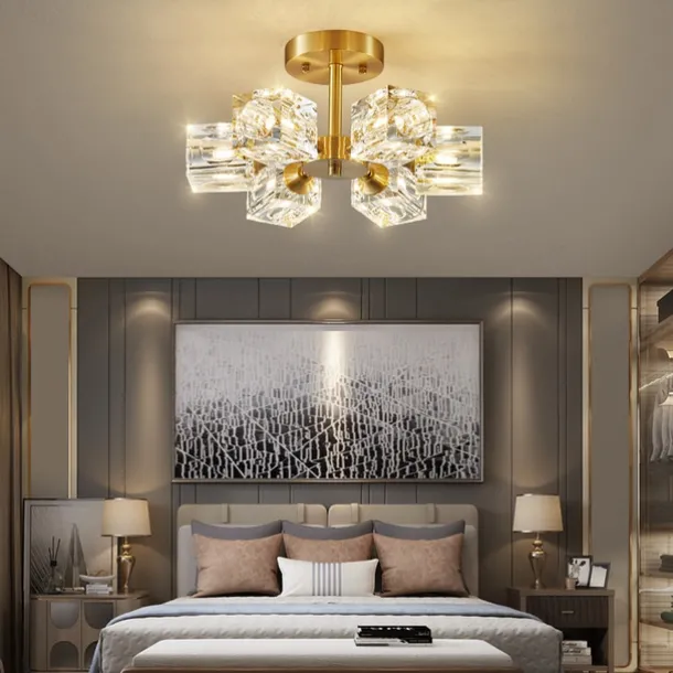 LED Ceiling Lights 3-Color Light Source 33cm 3/4/5/6-Light Semi Flush Mount Crystal Material Ceiling Plate Lighting Fixtures Luxury for Living room Dining room Study 110-240V