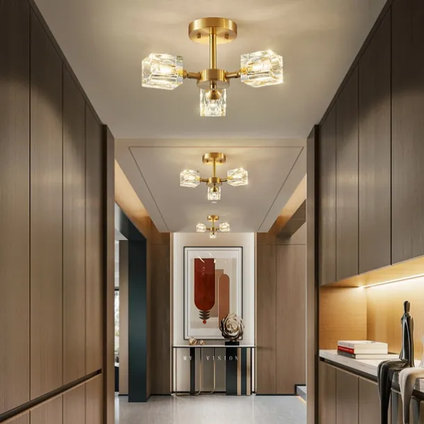 LED Ceiling Lights 3-Color Light Source 33cm 3/4/5/6-Light Semi Flush Mount Crystal Material Ceiling Plate Lighting Fixtures Luxury for Living room Dining room Study 110-240V