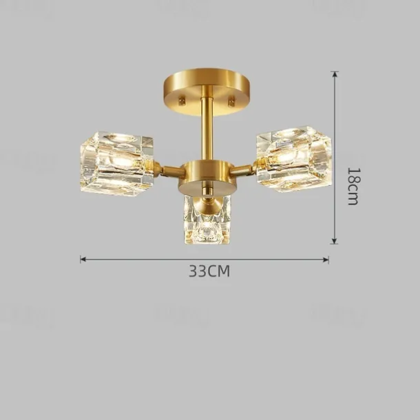 LED Ceiling Lights 3-Color Light Source 33cm 3/4/5/6-Light Semi Flush Mount Crystal Material Ceiling Plate Lighting Fixtures Luxury for Living room Dining room Study 110-240V