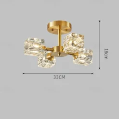 LED Ceiling Lights 3-Color Light Source 33cm 3/4/5/6-Light Semi Flush Mount Crystal Material Ceiling Plate Lighting Fixtures Luxury for Living room Dining room Study 110-240V