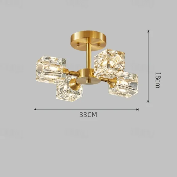 LED Ceiling Lights 3-Color Light Source 33cm 3/4/5/6-Light Semi Flush Mount Crystal Material Ceiling Plate Lighting Fixtures Luxury for Living room Dining room Study 110-240V