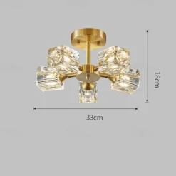 LED Ceiling Lights 3-Color Light Source 33cm 3/4/5/6-Light Semi Flush Mount Crystal Material Ceiling Plate Lighting Fixtures Luxury for Living room Dining room Study 110-240V