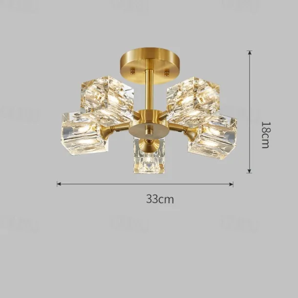 LED Ceiling Lights 3-Color Light Source 33cm 3/4/5/6-Light Semi Flush Mount Crystal Material Ceiling Plate Lighting Fixtures Luxury for Living room Dining room Study 110-240V