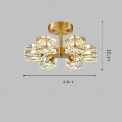 LED Ceiling Lights 3-Color Light Source 33cm 3/4/5/6-Light Semi Flush Mount Crystal Material Ceiling Plate Lighting Fixtures Luxury for Living room Dining room Study 110-240V