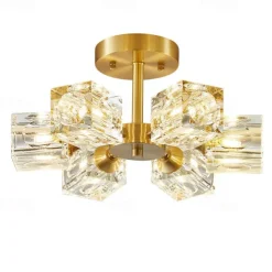 LED Ceiling Lights 3-Color Light Source 33cm 3/4/5/6-Light Semi Flush Mount Crystal Material Ceiling Plate Lighting Fixtures Luxury for Living room Dining room Study 110-240V