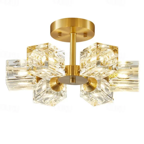 LED Ceiling Lights 3-Color Light Source 33cm 3/4/5/6-Light Semi Flush Mount Crystal Material Ceiling Plate Lighting Fixtures Luxury for Living room Dining room Study 110-240V