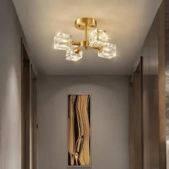 LED Ceiling Lights 3-Color Light Source 33cm 3/4/5/6-Light Semi Flush Mount Crystal Material Ceiling Plate Lighting Fixtures Luxury for Living room Dining room Study 110-240V