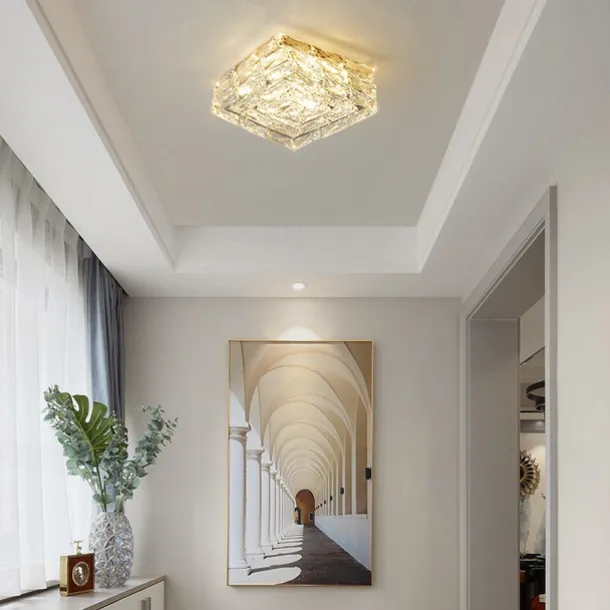 LED Ceiling Lights Crystal Ceiling Light 3-Color Light Source 25/32/40/52cm 1-Light Modern Crystal Flush Mount Square Crystal Shade Nordic for Hallway Dining Bedroom Bathroom 85-265V