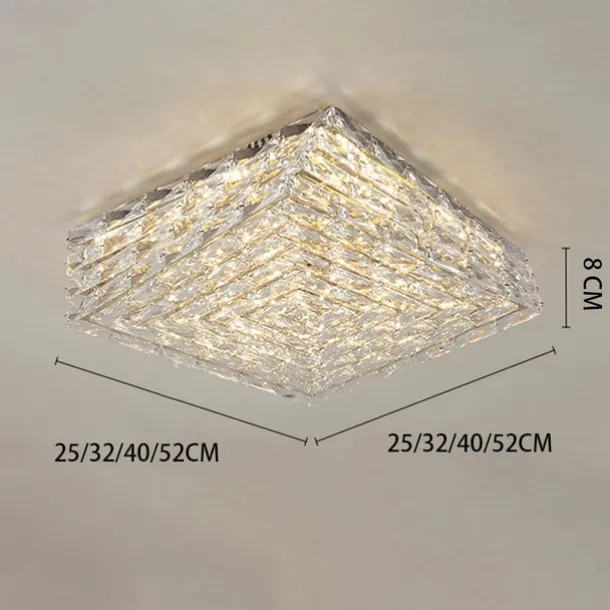LED Ceiling Lights Crystal Ceiling Light 3-Color Light Source 25/32/40/52cm 1-Light Modern Crystal Flush Mount Square Crystal Shade Nordic for Hallway Dining Bedroom Bathroom 85-265V