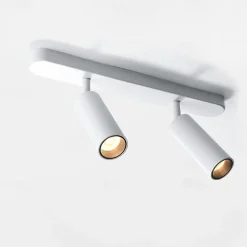 LED Ceiling Spotlights Adjustable Dimmable Fixed Track Lighting Kit, 25.4cm 2 Way Black Ceiling Mount Spot Light Fixtures, Directional Spotlight Accent Lamps for Kitchen Gallery Hallway (3 Color Mode)