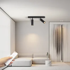 LED Ceiling Spotlights Adjustable Dimmable Fixed Track Lighting Kit, 25.4cm 2 Way Black Ceiling Mount Spot Light Fixtures, Directional Spotlight Accent Lamps for Kitchen Gallery Hallway (3 Color Mode)