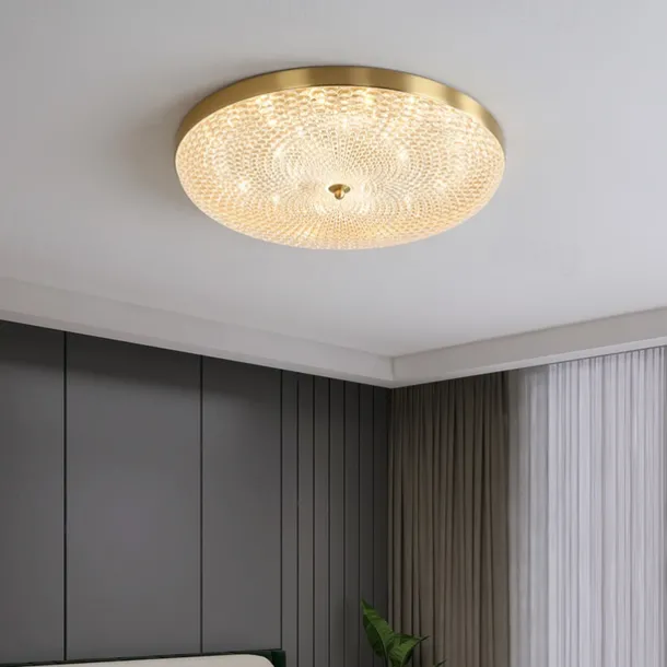 LED Ceilling Light Crystal Dimmable 35cm Circle Design Copper Ceiling Lights for Living Room 110-240V