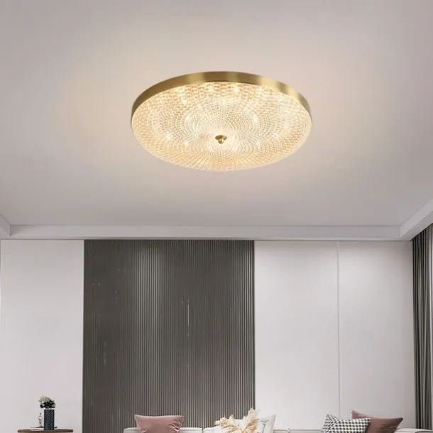 LED Ceilling Light Crystal Dimmable 35cm Circle Design Copper Ceiling Lights for Living Room 110-240V