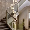 Led Chandelier Light，Metal Crystal Staircase Rotating Long Chandelier, Modern, Simple And Luxurious, Suitable For Villas, Duplex Buildings, Lofts, Apartments And Terraces，Diammable 110-240 V