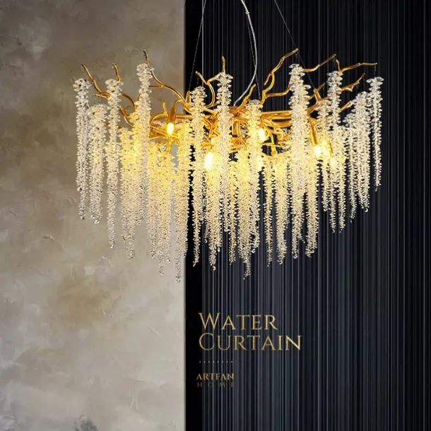 LED Chandeliers Modern Luxury, 23.6"/31.2" 8/12-Light Gold Crystal for Home Interiors Kitchen Bedroom Iron Art Tree Branch Lamp Creative Lamp Light Warm White 110-240V