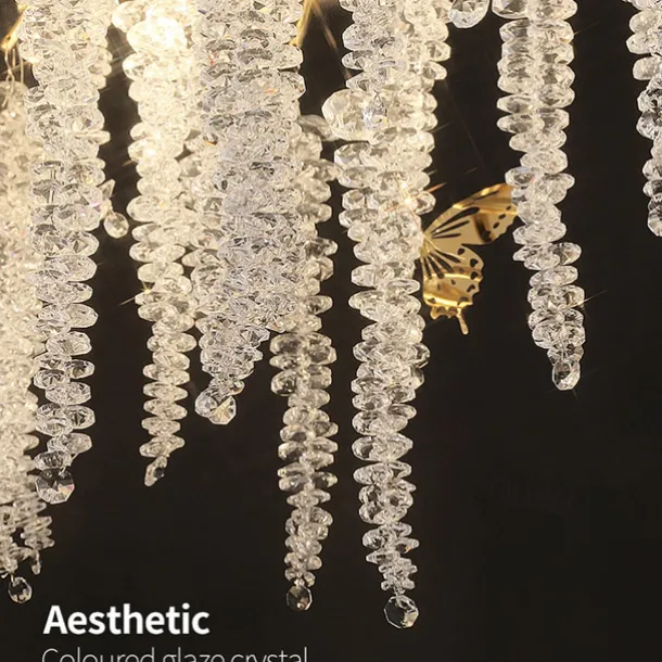 LED Chandeliers Modern Luxury, 23.6"/31.2" 8/12-Light Gold Crystal for Home Interiors Kitchen Bedroom Iron Art Tree Branch Lamp Creative Lamp Light Warm White 110-240V