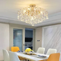 LED Chandeliers Modern Luxury, 42/50/60/80cm 6/6/12/14-Light Gold Crystal for Home Interiors Kitchen Bedroom Iron Art Tree Branch Lamp Creative Lamp Light Warm White 110-240V