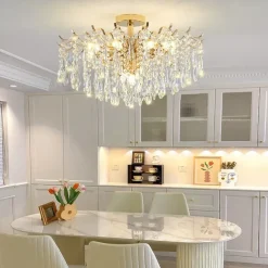 LED Chandeliers Modern Luxury, 42/50/60/80cm 6/10/12/14-Light Gold Crystal for Home Interiors Kitchen Bedroom Iron Art Tree Branch Lamp Creative Lamp Light Warm White 110-240V