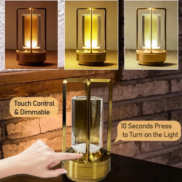 LED Cordless Table Lamp Retro Bar Metal Desk Lamps Rechargeable Touch Dimming Night Light Restaurant Bedroom Home Outdoor Decor