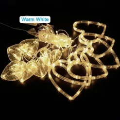 LED Curtain String Lights 126 LED String Light Battery & USB Powered Waterproof Heart Shape Lights 8 Flashing Modes For Girl Valentine's Day Wedding Christmas Restaurant Hotel Window LED Lights