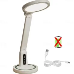 LED Desk Lamp Clock Table Lamp, USB Chargeable Dimmable Desk Lamp Plug-in LED Light Foldable Eye Protection Reading Night Light Dimmable Study table Lamp for Home Study Reading Night Light