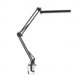 LED Desk Lamp Swing Arm Desk Light with Clamp 3 Lighting 10 Brightness Eye-Caring Modes Reading Desk Lamps for Home Office 360Spin with USB Adapter & Memory Function black-12W