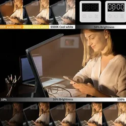 LED Desk Lamp with Wireless Charger 3 in 1 Fast Charging Station Touch Control Desk Lamp with Clock Alarm 3 Lighting Modes & Stepless Brightness Home Office Eye-Caring Table Lamps