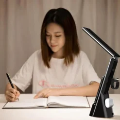 LED Desk Lamp with Wireless Charger 3 in 1 Fast Charging Station Touch Control Desk Lamp with Clock Alarm 3 Lighting Modes & Stepless Brightness Home Office Eye-Caring Table Lamps