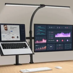 LED Double Head Desk Lamp 24W Brightest Architect Double Swing-arm Table Lamps for Workbench, Monitor, Home Reading, Offices, Bedrooms and Dormitories