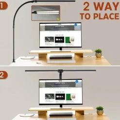 LED Double Head Desk Lamp 24W Brightest Architect Double Swing-arm Table Lamps for Workbench, Monitor, Home Reading, Offices, Bedrooms and Dormitories