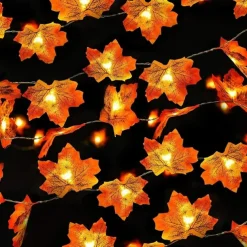 LED Double-Headed Maple Leaf String Lights Solar or Battery Powered Fairy Lights for Autumn Harvest Christmas Halloween Home Decor