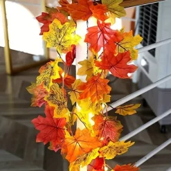 LED Double-Headed Maple Leaf String Lights Solar or Battery Powered Fairy Lights for Autumn Harvest Christmas Halloween Home Decor