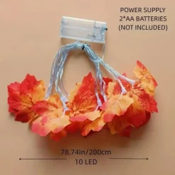 LED Double-Headed Maple Leaf String Lights Solar or Battery Powered Fairy Lights for Autumn Harvest Christmas Halloween Home Decor